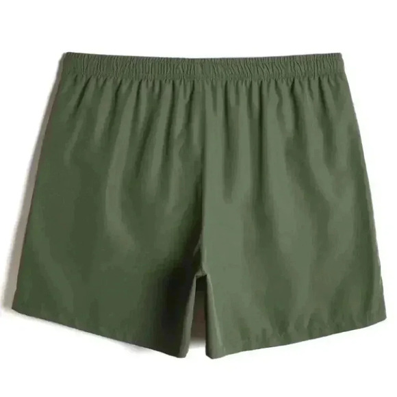 Army Green Vacation Style Men's Swim Trunks - Picture 2 of 4